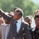 Nelson Mandela and wife Winnie raise their fists upon his release from prison in 1990.
Alexander Joe/Getty Images
